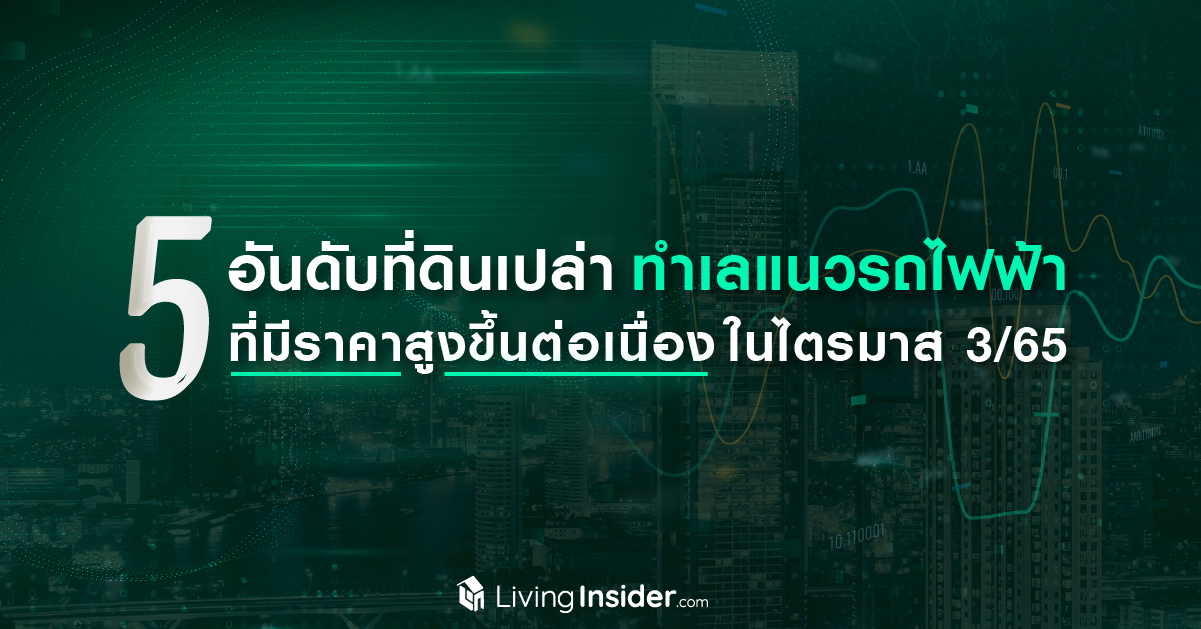 5 อันดับที่ดินเปล่าทำเลแนวรถไฟฟ้า ที่มีราคาสูงขึ้นต่อเนื่อง  ในไตรมาส 3/65