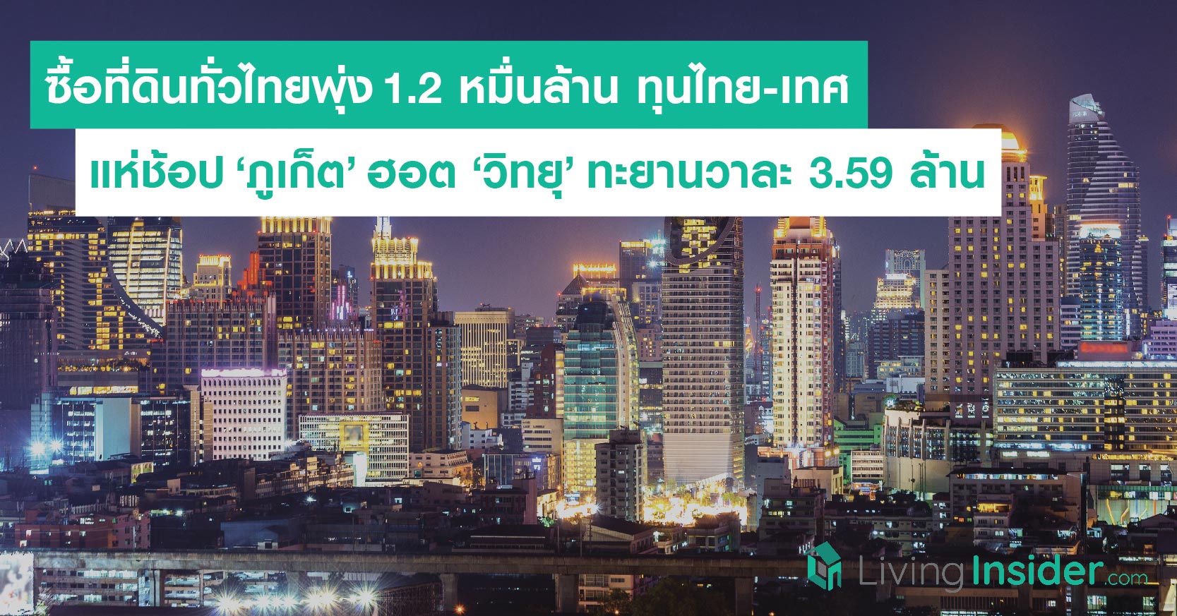 ซื้อที่ดินทั่วไทยพุ่ง 1.2 หมื่นล้าน ทุนไทย-เทศแห่ช้อป ‘ภูเก็ต’ ฮอต ‘วิทยุ’ ทะยานวาละ 3.59 ล้าน