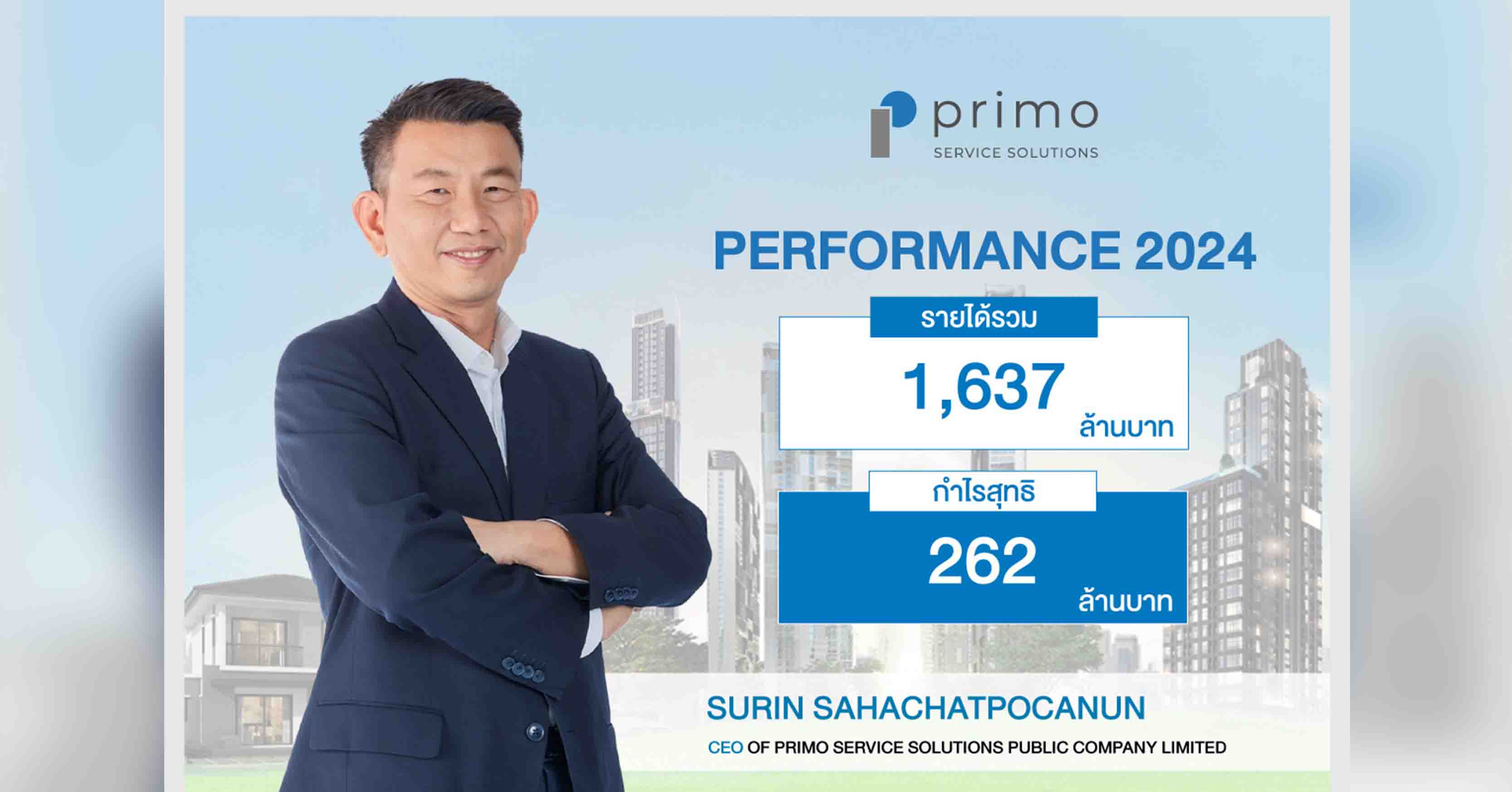 พรีโมฯ คว้ารายได้ปี 67 กว่า 1,637 ล้านบาท กำไรสุทธิ 262 ล้านบาท มุ่งขยายฐานลูกค้า-ธุรกิจใหม่ สร้าง Recurring Income ต่อเนื่องในระยะยาว