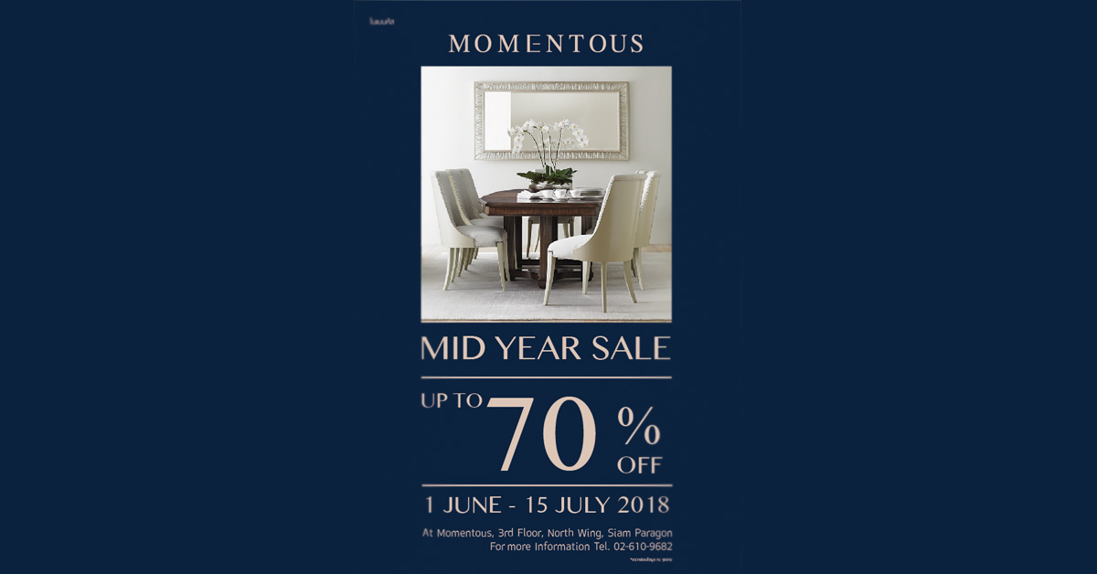 MOMENTOUS จัดโปรฯ MID YEAR SALE ลดสูงสุด 70 เปอร์เซนต์