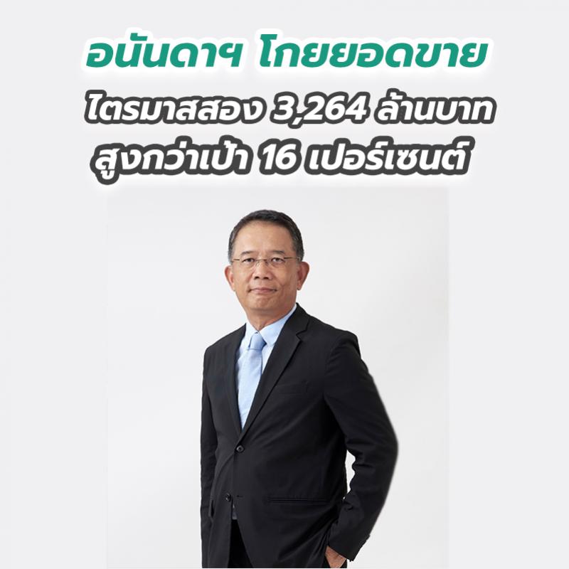 อนันดาฯ โกยยอดขายไตรมาสสอง 3,264 ล้านบาท สูงกว่าเป้า16 เปอร์เซนต์