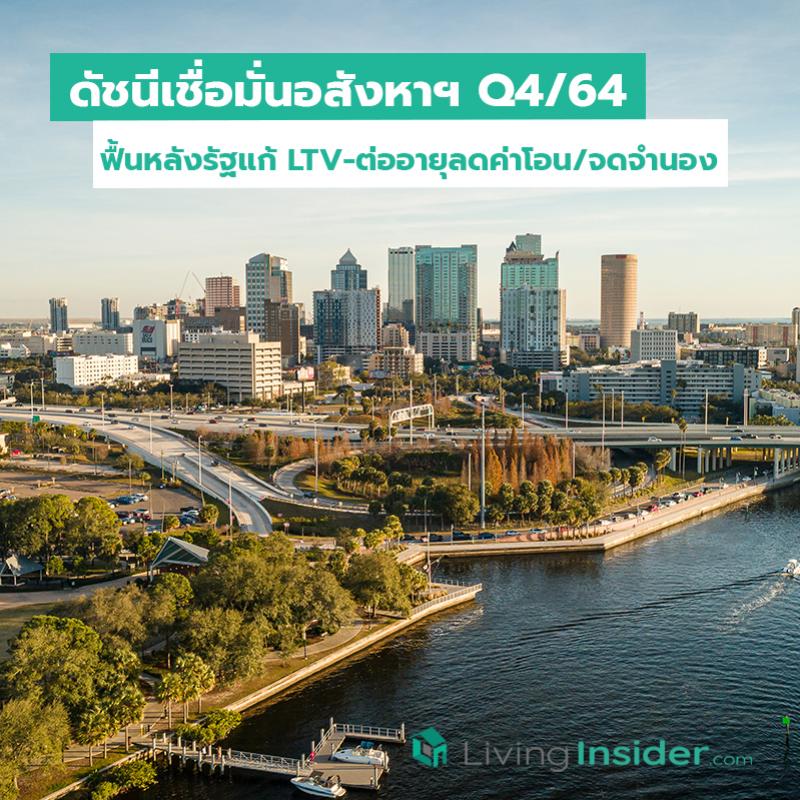 ดัชนีเชื่อมั่นอสังหาฯ Q4/64 ฟื้นหลังรัฐแก้ LTV-ต่ออายุลดค่าโอน/จดจำนอง