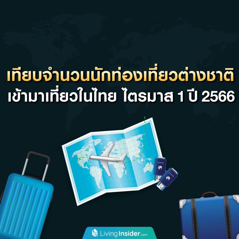 เทียบจำนวนนักท่องเที่ยวต่างชาติ เข้ามาเที่ยวในไทย ไตรมาส 1 ปี 2566