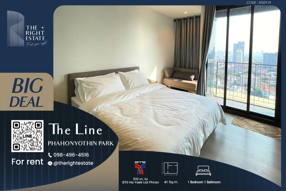 For RentCondoLadprao, Central Ladprao : 🌿 THE LINE Phahonyothin Park 🌿 Nice room beautiful decoration 1 Bed 1 Bath 41 sq.m. Price negotiable!!! - close to BTS Ha Yaek Lat Phrao