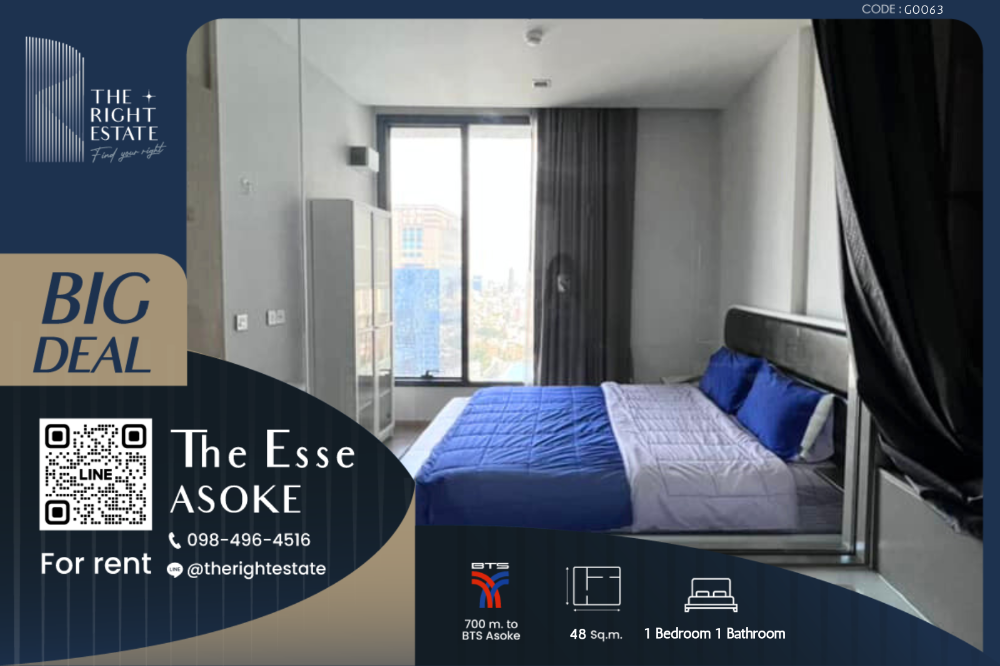 For RentCondoSukhumvit, Asoke, Thonglor : 🌿 The Esse Asoke 🌿 Nice room nice view 🛏 1 Bed 1 Bath 48 sq.m, Price negotiable!!! - Close to BTS Asoke