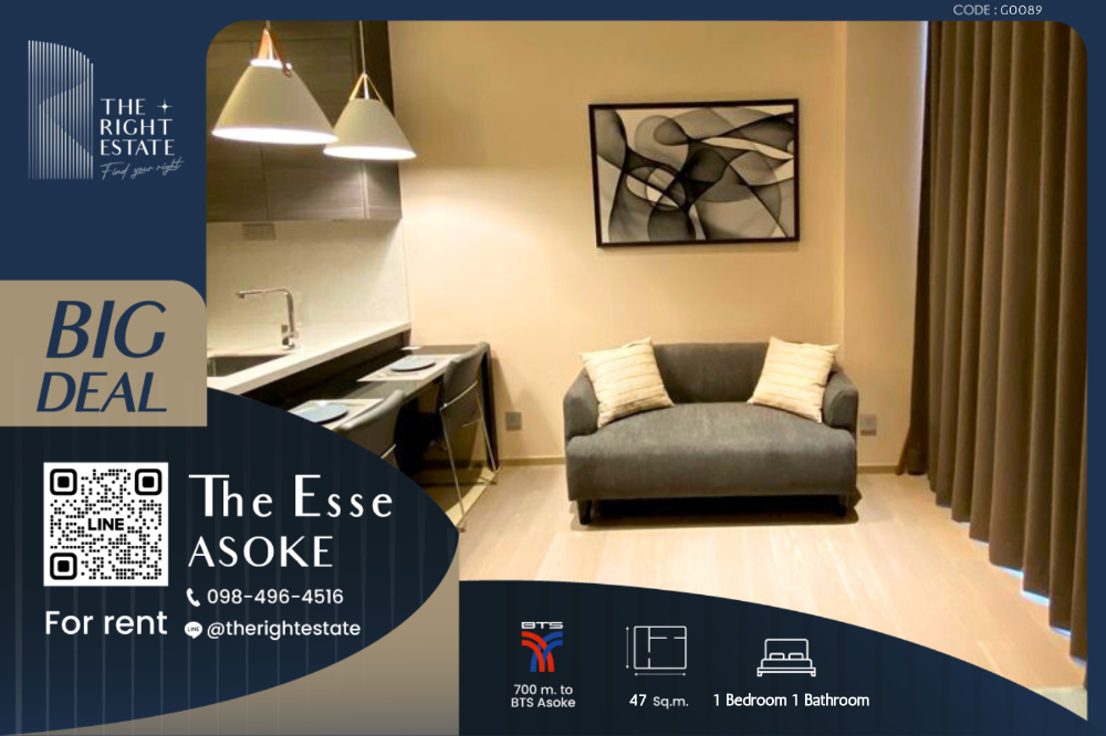 For RentCondoSukhumvit, Asoke, Thonglor : 🌿The Esse Asoke🌿 Nice room Nice decoration 🛏 1 Bed 1 Bath 47 sq.m, Price negotiable!!! - Close to BTS Asoke