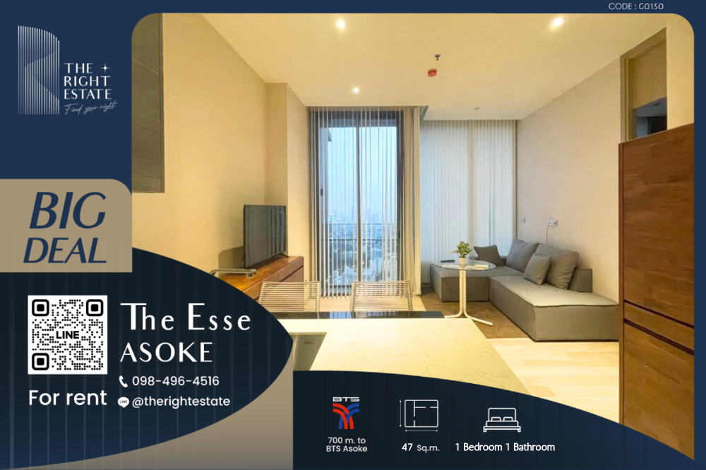 ให้เช่าคอนโดสุขุมวิท อโศก ทองหล่อ : 🌿The Esse Asoke🌿 ห้องกว้าง เฟอร์ครบ 🛏 1 Bed 1 Bath 47 ตร.ม. Price negotiable!!! - Close to BTS Asoke