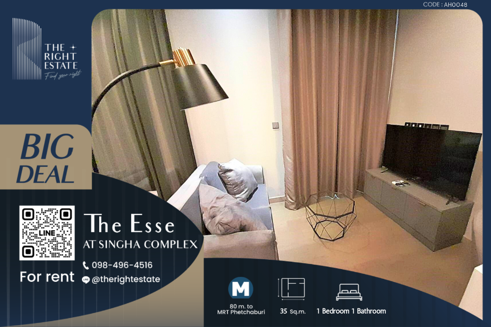 For RentCondoRama9, Petchburi, RCA : 🌿 The Esse Singha Complex 🌿 Nice room fully decoration 🛏 1 Bed 1 Bath 35 sq.m, Price negotiable!!! - Close to MRT Phetchaburi