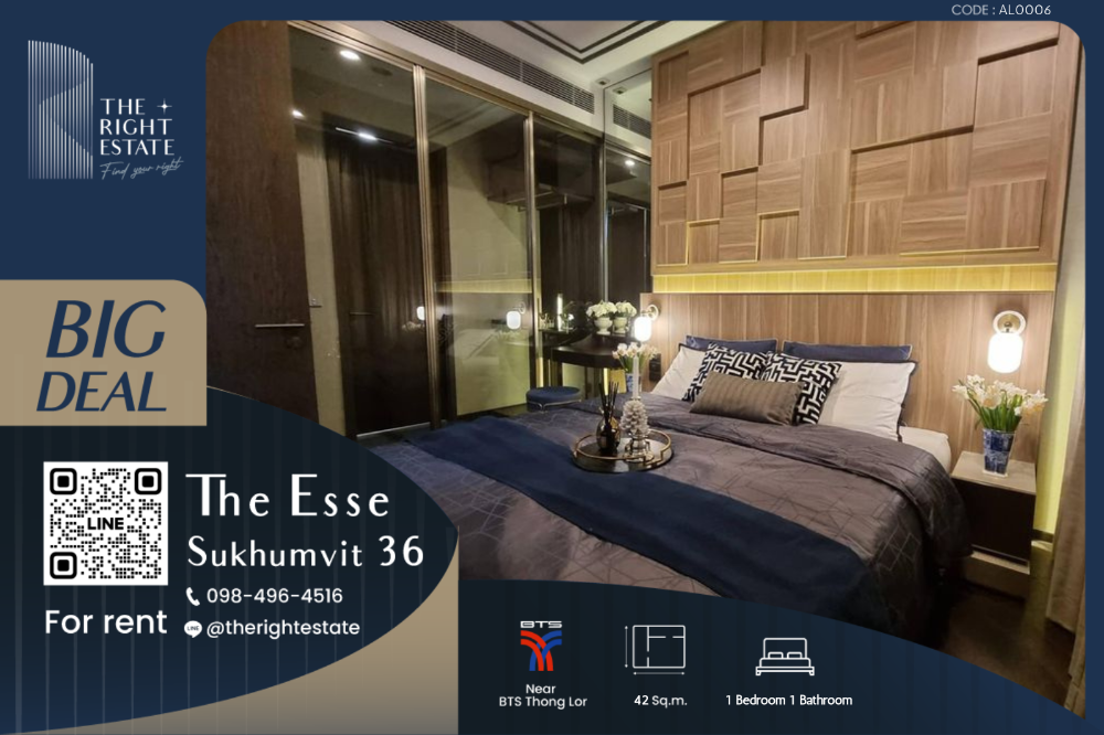 For RentCondoSukhumvit, Asoke, Thonglor : 🌿 The Esse Sukhumvit 36 🌿 Nice room nice decoration 🛏 1 Bed 42 sq.m, price negotiable!!! - Next to BTS Thong Lor