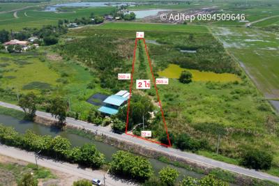 For SaleLandAyutthaya : Land for sale, 2 rai, Bang Pa-in, only 4 km from the Asian road, near Porto Go, Ayutthaya Hi-Tech Industrial Estate, next to asphalt roads, convenient to travel