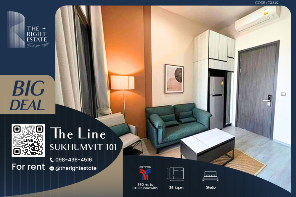 For RentCondoOnnut, Udomsuk : 🌿 THE Line Sukhumvit 101 🌿 Nice room, Good price  🛏 Studio 28 sq m, price negotiable!!! - Next to BTS Punnawithi