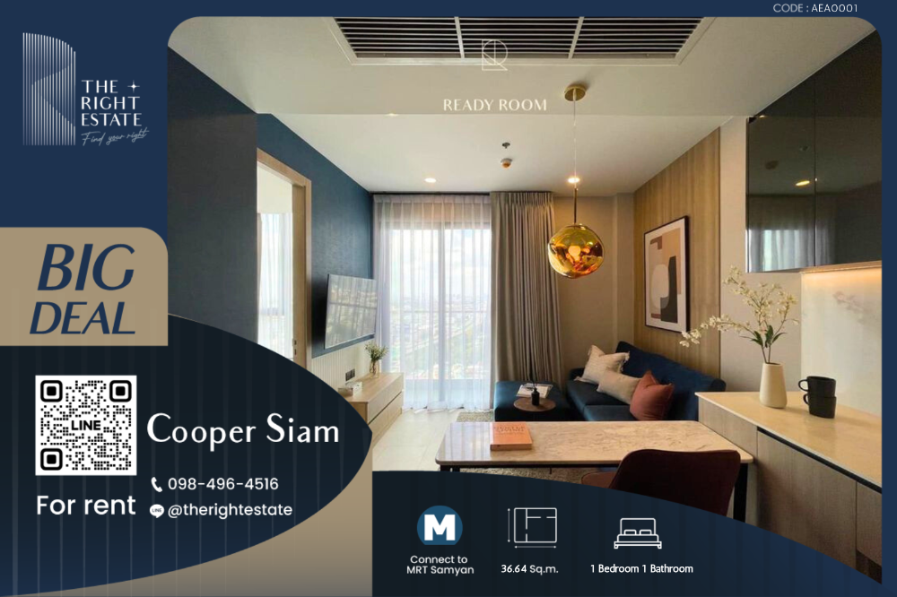 For RentCondoSiam Paragon ,Chulalongkorn,Samyan : 🌿 Cooper Siam 🌿 Nice room Nice decoration 🛏 1 Bed - 36.64 sq.m, price negotiable!!! close to MRT Samyan