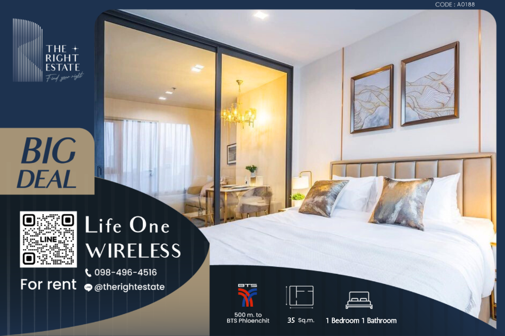 For RentCondoWitthayu, Chidlom, Langsuan, Ploenchit : 🌿 Life One Wireless 🌿 Nice room, Fully furnished  🛏 1 Bed 35 ตร.ม Close  to BTS Ploenchit ( Price negotiable !!)