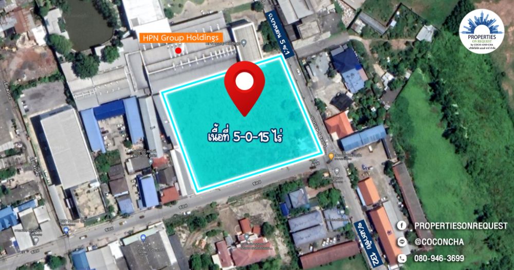 For SaleLandEakachai, Bang Bon : 📢Land for sale, rectangular shape, wide side, next to Bang Bon Road 5, Soi 1**, area 5-0-15 rai (Property number: COL081)