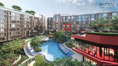 Sale DownCondoMin Buri, Romklao : Atmoz Flow Minburi, 1-bed plus room, pool view, beautiful position, first price, VIP round