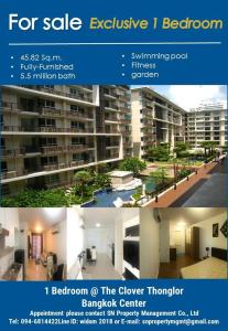 For SaleCondoSukhumvit, Asoke, Thonglor : For Sale Condo The Clover Thonglor (1 bedroom, 1 bathroom, 45.82 sqm