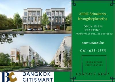 For SaleHousePattanakan, Srinakarin : 🔥Hurry up before the price increases🔥Aerie Srinakarin-krungthepkreetha4 bed 5 bath 4 parking☎️061-625-2555