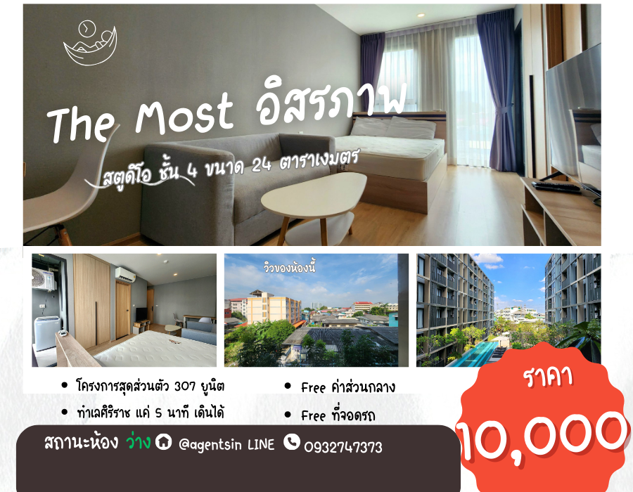 For RentCondoWongwianyai, Charoennakor : ** Empty room, new one, 1st hand, with electrical appliances and fully furnished, for rent, The Most Itsaraphap, the closest condo to Siriraj. Near MRT Bang Khun Non SN517.3