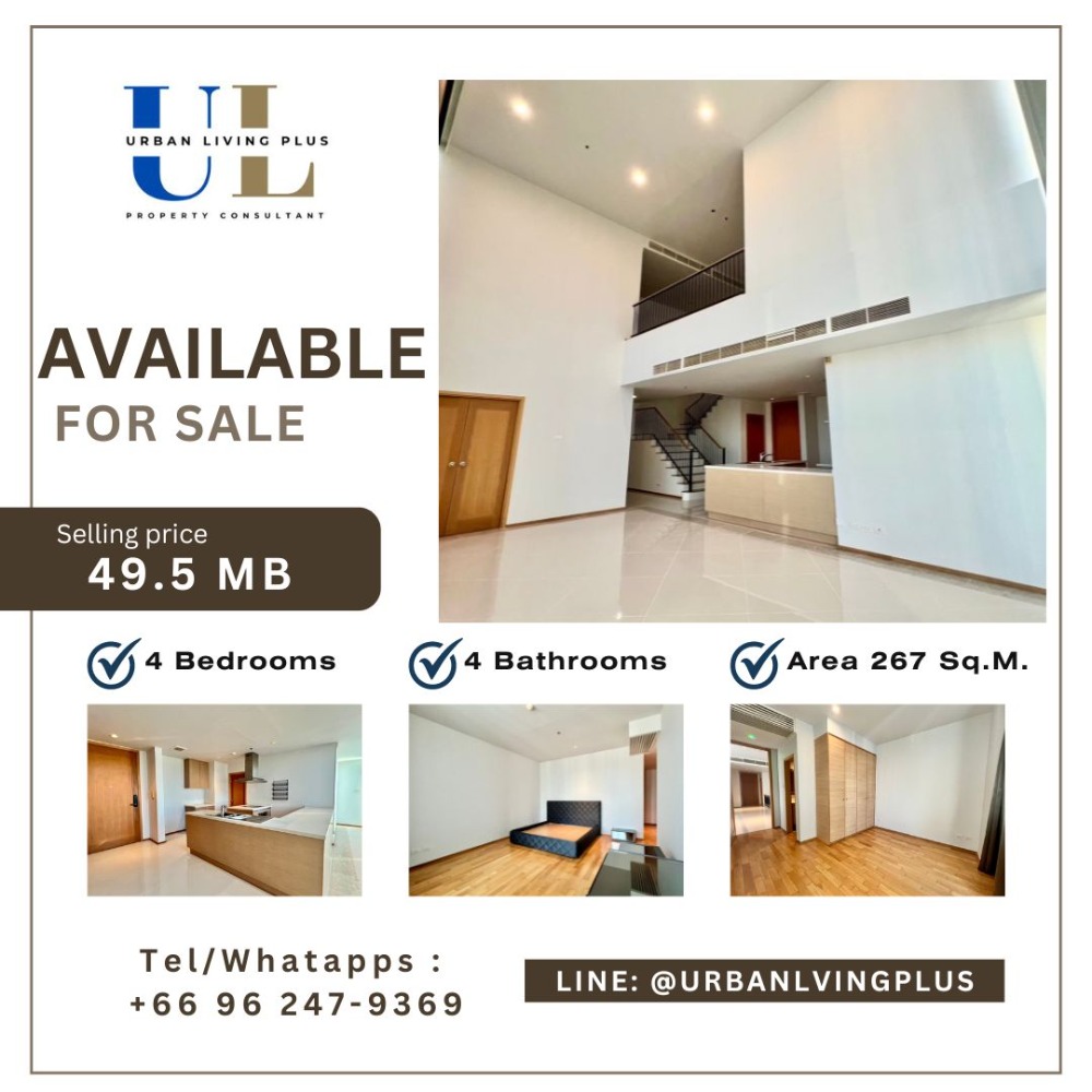 For SaleCondoSathorn, Narathiwat : ( U20230916500 ) Penthouse✨FOR SELL !!! The Empire place 4 bedrooms, 4 bathrooms,267 Sq.M., Rare Item, good price !!!✨