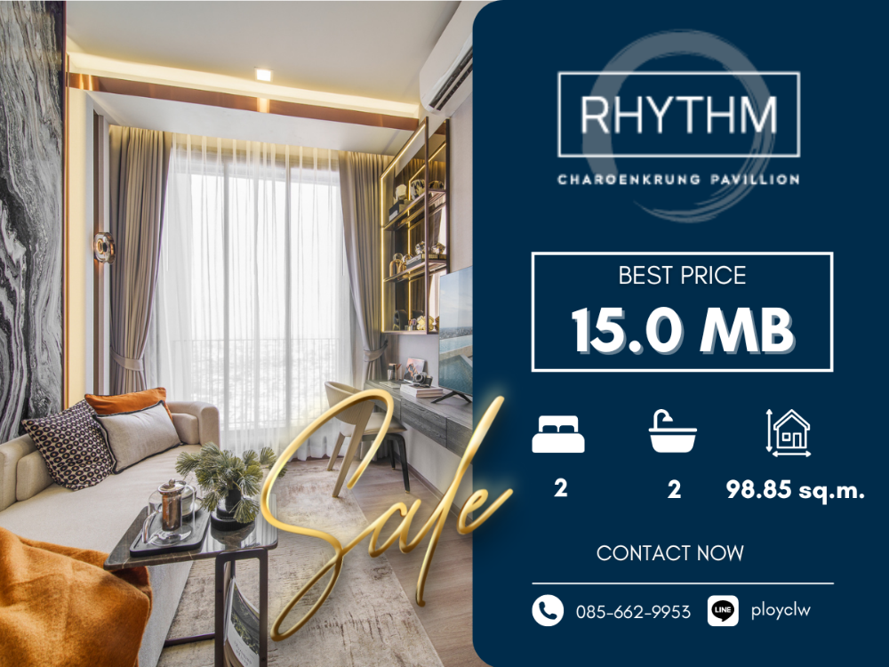 For SaleCondoSathorn, Narathiwat : ‼️Last Unit‼️  Rhythm Charoenkrung 2 Bed, 102 sq.m.