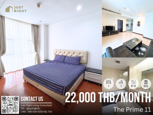 For RentCondoNana, North Nana,Sukhumvit13, Soi Nana : For rent, The Prime 11, 1 bedroom, 1 bathroom, size 57.12 sq.m, 1x Floor, fully furnished, only 22,000/m, 1 year contract only.