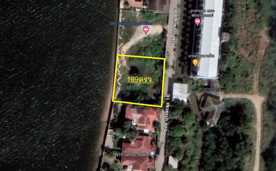 For RentLandPattaya, Bangsaen, Chonburi : Renting an empty land, size 199 sq w, next to the beach, Soi Bang Lamung 16, Chonburi. (A broker attached to the owner)