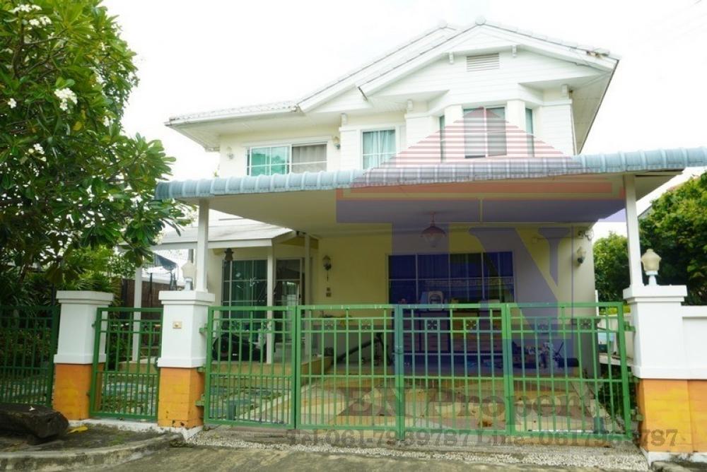 For RentHouseSeri Thai, Ramkhamhaeng Nida : House for rent on the corner, 2 floors, 72 sq m., Manthana Village 1, Sukhaphiban 2 Road, Prawet District, near Mega Bangna, Suvarnabhumi Airport