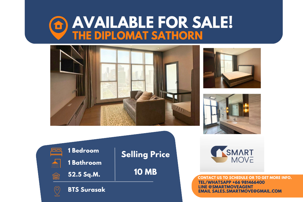 For SaleCondoSathorn, Narathiwat : Code C20221201585....The Diplomat Sathorn to sell, 1 bedroom, 1 bathroom, high floor, furnished, Special Deal!!