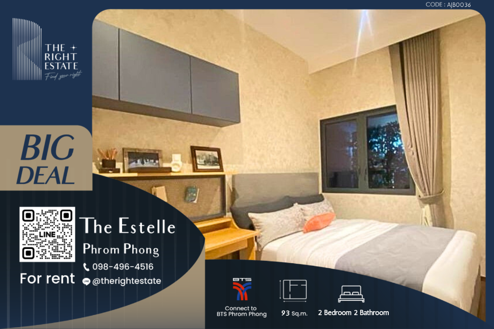 For RentCondoSukhumvit, Asoke, Thonglor : 🌿 The Estelle Phrom Phong 🌿 Beautiful Room rand center of Phromphong 🛏 2 Bed 2 Bath 93 sq.m, price negotiable!!! - Close to BTS Phrom Phong