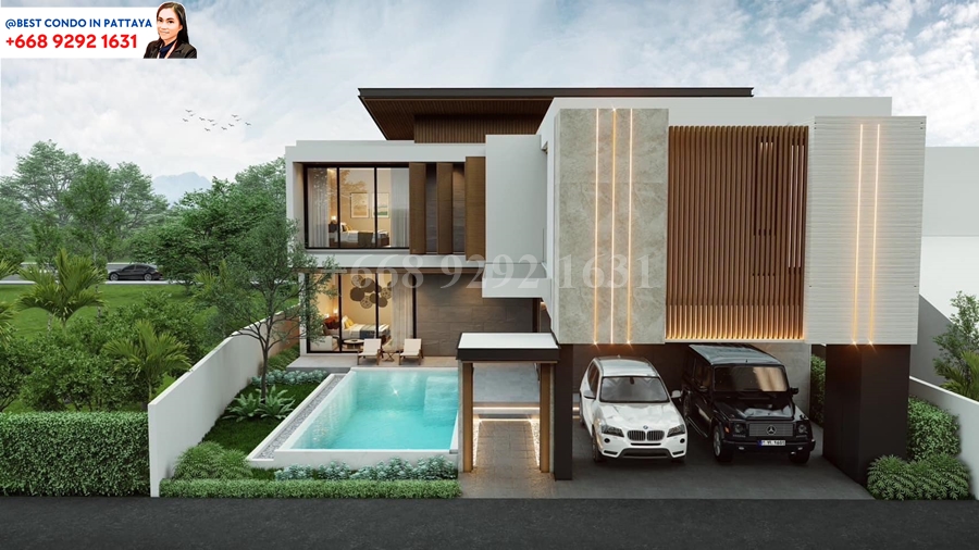 For SaleHousePattaya, Bangsaen, Chonburi : New Luxury Pool Villa in Jomtien beach Pattaya. Only 500m to the beach