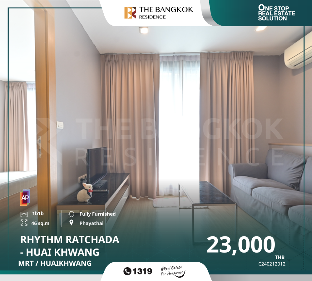 For RentCondoRatchadapisek, Huaikwang, Suttisan : Beautiful room, fully furnished, very good view, RHYTHM Ratchada-Huai Khwang, near MRT Huai Khwang