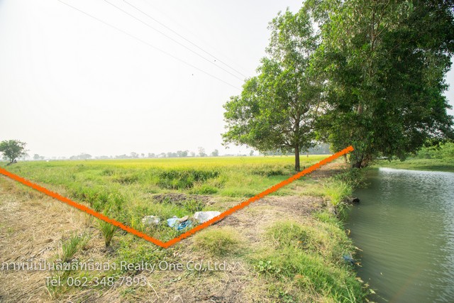 For SaleLandLop Buri : Land for sale, Ban Kluai Subdistrict, Ban Mee District, Lopburi, very cheap, beautiful plot, next to the public way, next to the canal.