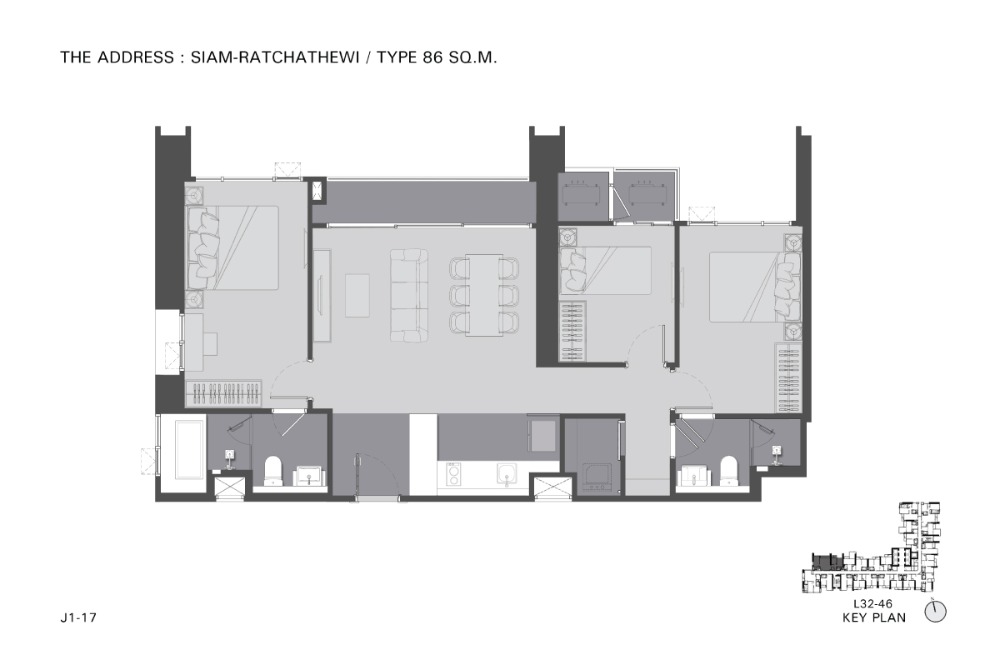 ขายคอนโดราชเทวี พญาไท : 🔥The Address Siam-Ratchathewi , 3 Bed 2 Bath Size 86 Sq.m. Sell : 19,90,000 Call/Line : 0954597992