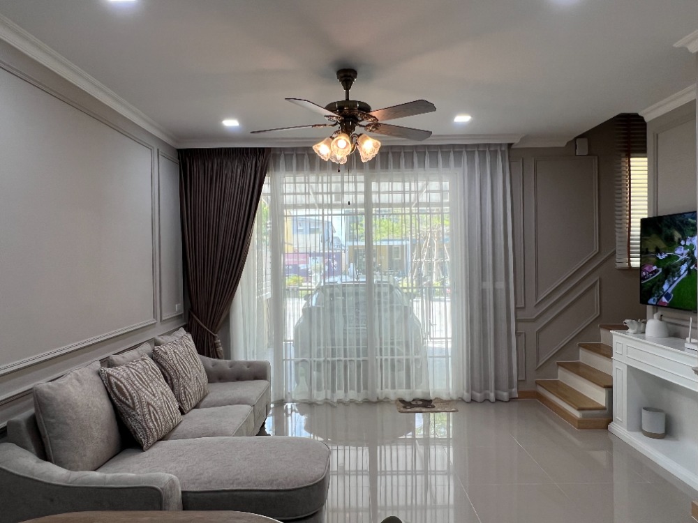 For SaleTownhousePhutthamonthon, Salaya : House for sale, corner plot, garden plot, addition + fully furnished - Golden Town Petchkasem-Liab Thaweewattana Canal