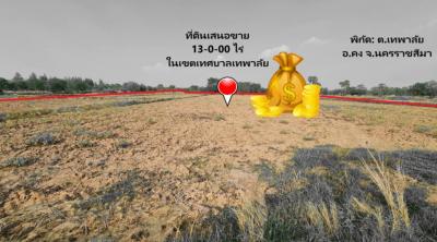 For SaleLandPak Chong KhaoYai : Land for sale in the Ban Wat community area, Thephalai Subdistrict, Khong District, Nakhon Ratchasima, near the Royal Flora Ratchaphruek, 2029, area 13 rai, pink city plan