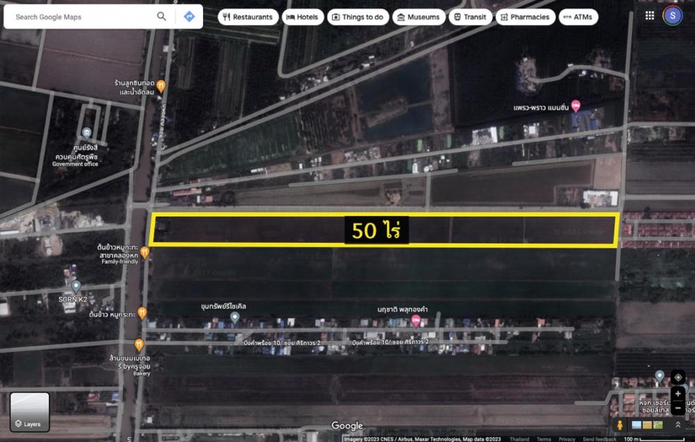 ขายที่ดินปทุมธานี รังสิต ธรรมศาสตร์ : ขายที่ดิน คลอง 6 บึงคำพร้อย 50 ไร่ แปลงมุม ติดถนน 3 ด้าน ใกล้ Thai Wake Park ลำลูกกา คลองห้า คลองเจ็ด ธัญบุรี คลองหก คลองสี่ คลองแปด ลาดสวาย