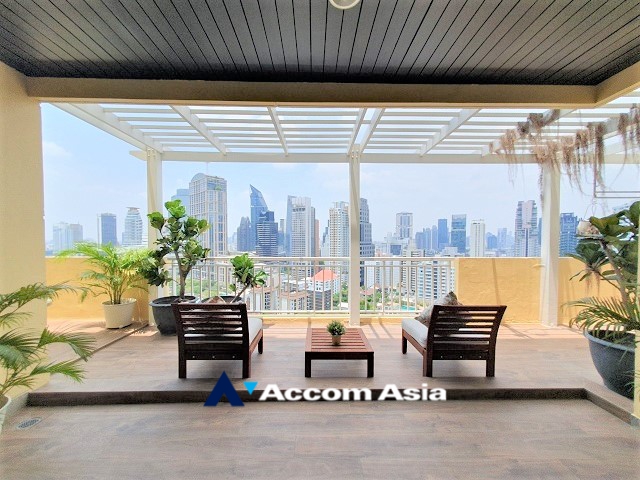 For RentCondoSukhumvit, Asoke, Thonglor : Big Balcony, Penthouse | 4 Bedrooms Condominium for Rent in Sukhumvit, Bangkok near BTS Phrom Phong at Wilshire (AA32862)