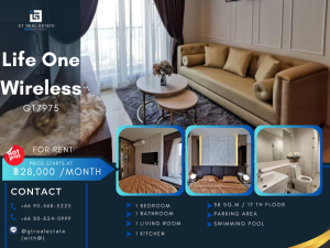 For RentCondoWitthayu, Chidlom, Langsuan, Ploenchit : condo for rent life one wireless, ready to move in, very beautiful room, fully furnished, beautiful view, good price like this, dont miss it!!!!!