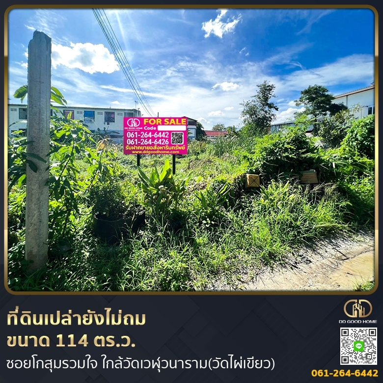 For SaleLandKasetsart, Ratchayothin : 📢Empty land size 114 sq.wa., in Soi Kosum Ruamjai Near Weluwanaram Temple (Wat Phai Khiao)