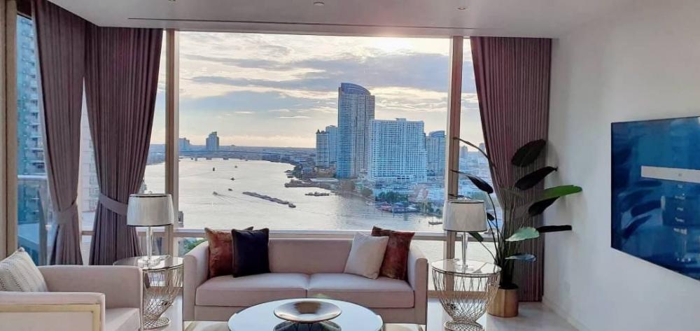 For SaleCondoSathorn, Narathiwat : For sale Condo 2 bed 3 bath Four Seasons Residences Luxury Condo River view Corner room Fully Furnished Ready to move in Near BTS Saphan Taksin, Icon Siam, Lease hold