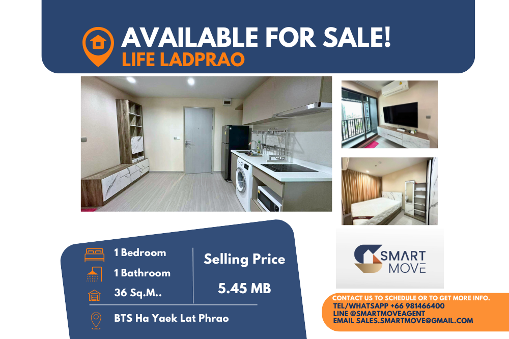 For SaleCondoLadprao, Central Ladprao : Code C20230700681....Life Ladprao for sale, 1 bedroom, 1 bathroom, high floor, furnished, Special Deal!!