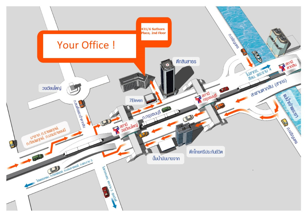 For RentOfficeWongwianyai, Charoennakor : **Promotion: free 2-month rental fee** Prime Office Space for Rent: Silom-Sathorn Area Gem!