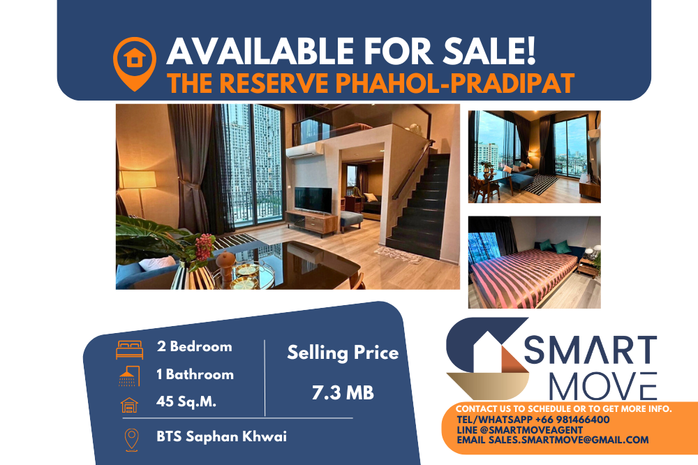 For SaleCondoSapankwai,Jatujak : Code C20230800021....The Reserve Phahol - Pradipat for sale, 2 bedroom, 1 bathroom Duplex, high floor, furnished, Special Deal!!