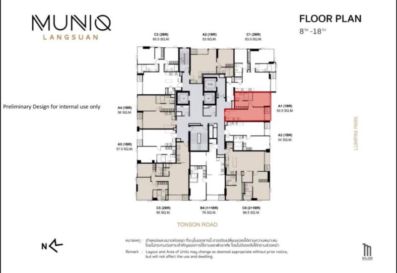 For SaleCondoWitthayu, Chidlom, Langsuan, Ploenchit : Condo For Sale MUNIQ Langsuan 1 Bedroom 1 Bathroom 50.5 sqm