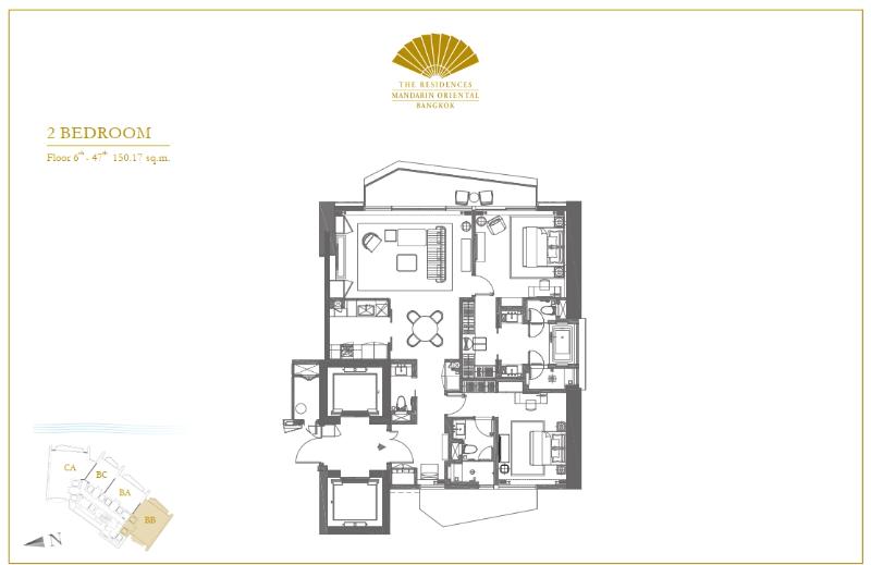 For SaleCondoWongwianyai, Charoennakor : Condo For Sale The Residences At Mandarin Oriental 2 Bedroom 3 Bathroom 151.71 sqm