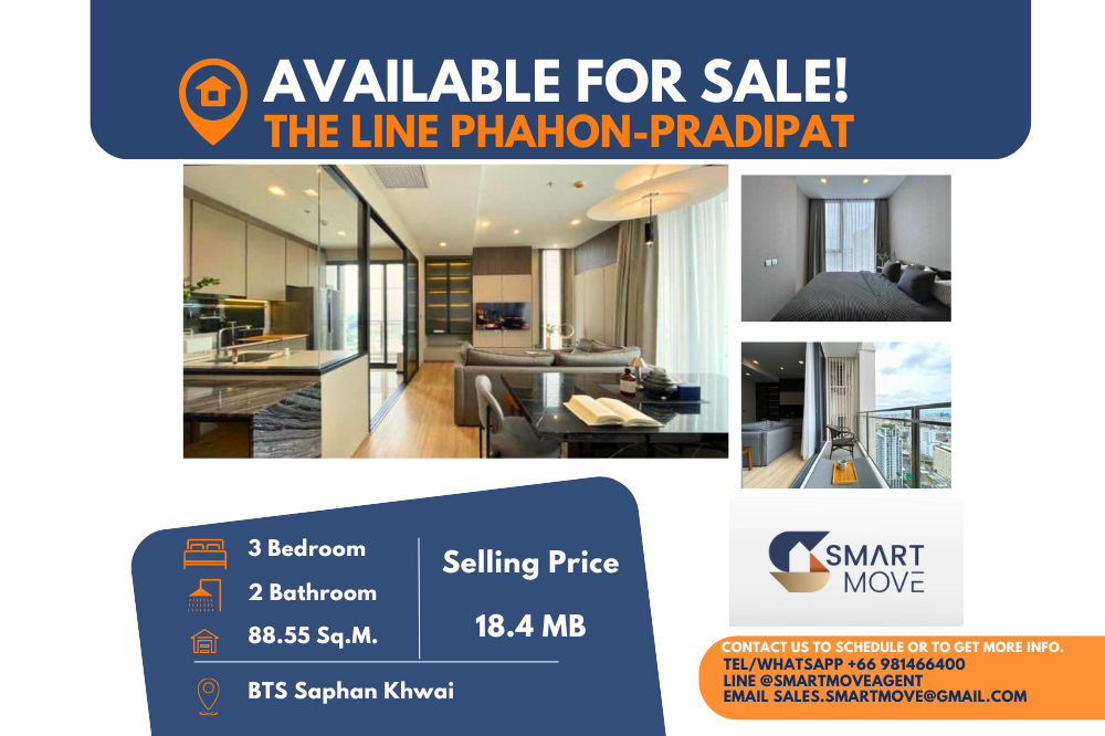 For SaleCondoSapankwai,Jatujak : Code C20230800409....THE LINE Phahol - Pradipat for sale, 3 bedroom, 2 bathroom, high floor, furnished, Special Deal!!