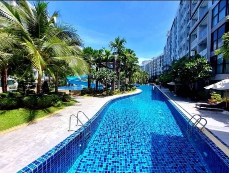 For SaleCondoPattaya, Bangsaen, Chonburi : Water park style condo, beautiful room, pool view, fully furnished, ready to move in, Dusit Grand Park, near Jomtien Beach