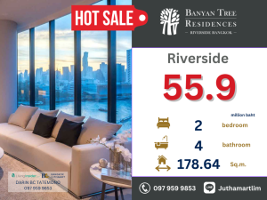 ขายคอนโดวงเวียนใหญ่ เจริญนคร : 🔥 ห้องโปรโมชั่น🔥 Banyan Tree Residences Riverside Bangkok | 2 ห้องนอน 178.64 ตร.ม. ชั้น 15 ราคาต่อรองได้ ติดต่อ 0979599853