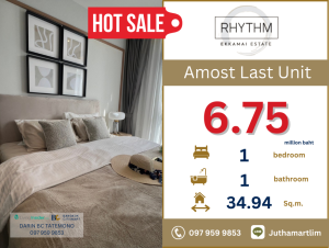 For SaleCondoSukhumvit, Asoke, Thonglor : 🔥Buy directly to the project🔥 Rhythm Ekkamai Estate 1 bedroom, 1 bathroom, 10th floor, size 34.94 sq m. 097 959 9853