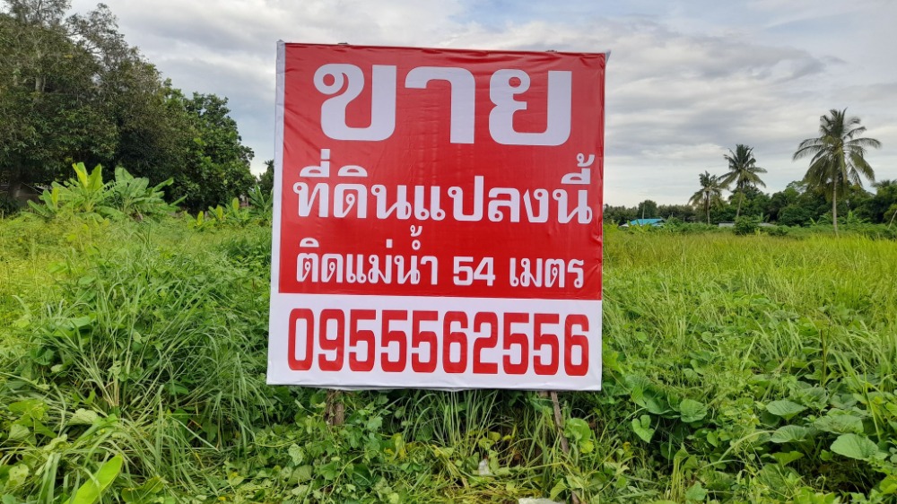 For SaleLandRatchaburi : Land for sale #along the Mae Klong River, Ratchaburi Province, area 6 rai 1 ngan 34 sq m. #Build a resort, price 9 million baht per rai #next to the river 54 meters.